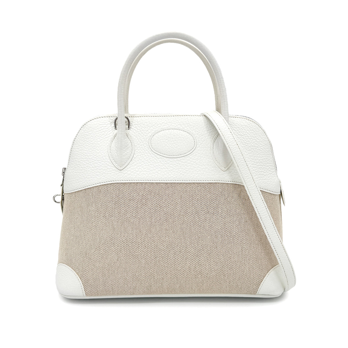 HERMES BOLIDE 31 WHITE NATURAL TAURILLON TOILE H HAND SHOULDER BAG ▢I 90275774