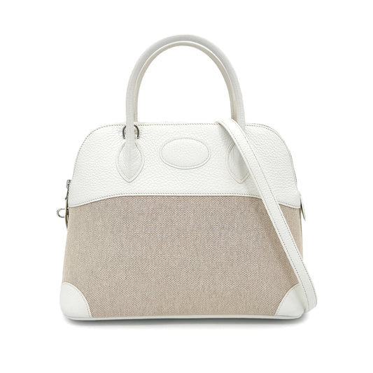 HERMES BOLIDE 31 WHITE NATURAL TAURILLON TOILE H HAND SHOULDER BAG ▢I 90275774