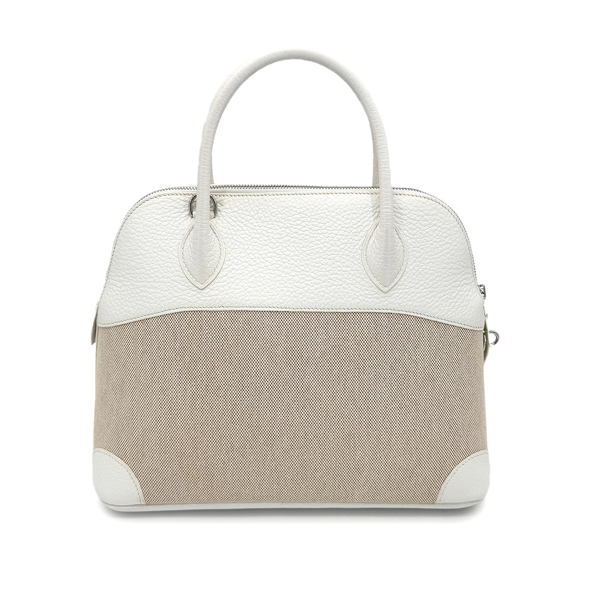 HERMES BOLIDE 31 WHITE NATURAL TAURILLON TOILE H HAND SHOULDER BAG ▢I 90275774