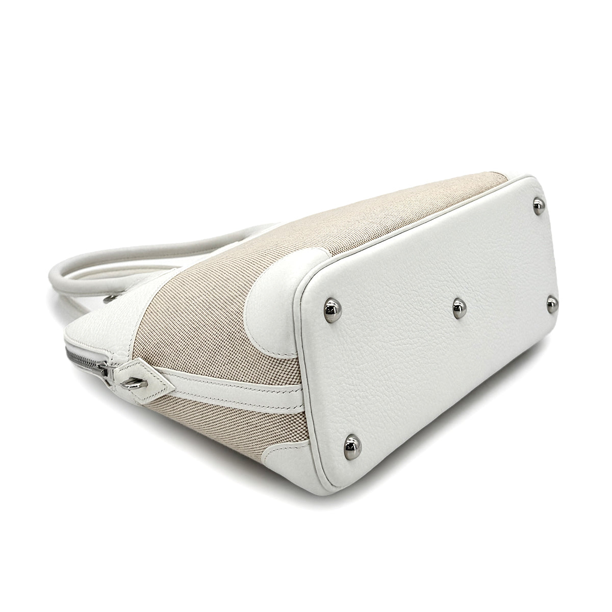 HERMES BOLIDE 31 WHITE NATURAL TAURILLON TOILE H HAND SHOULDER BAG ▢I 90275774