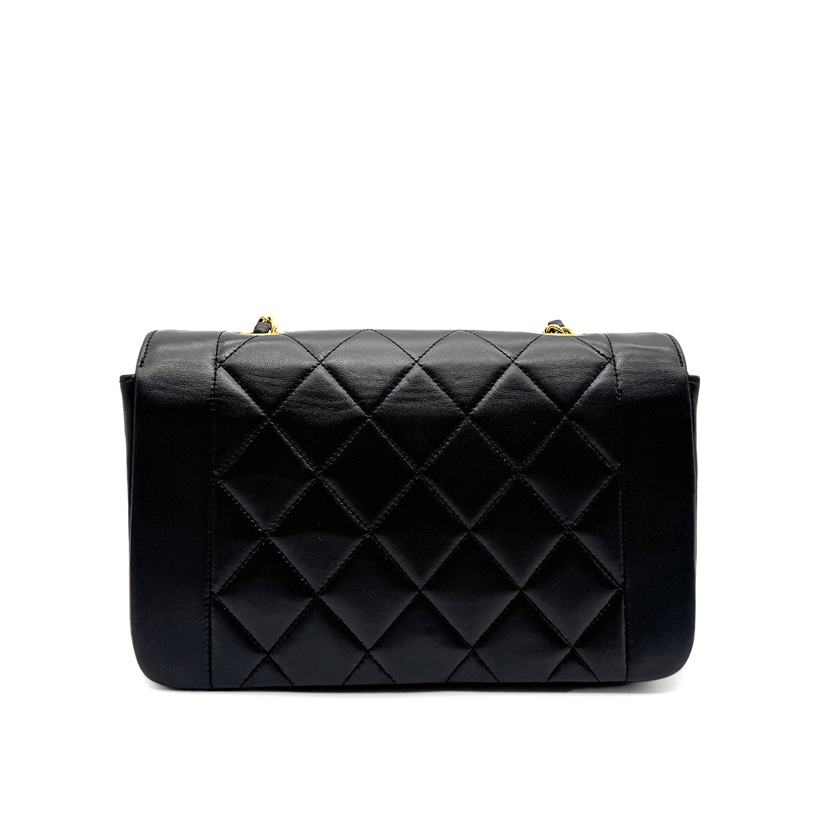 CHANEL VINTAGE DIANA SMALL CHAIN SHOULDER BAG BLACK LAMB SKIN 90275783