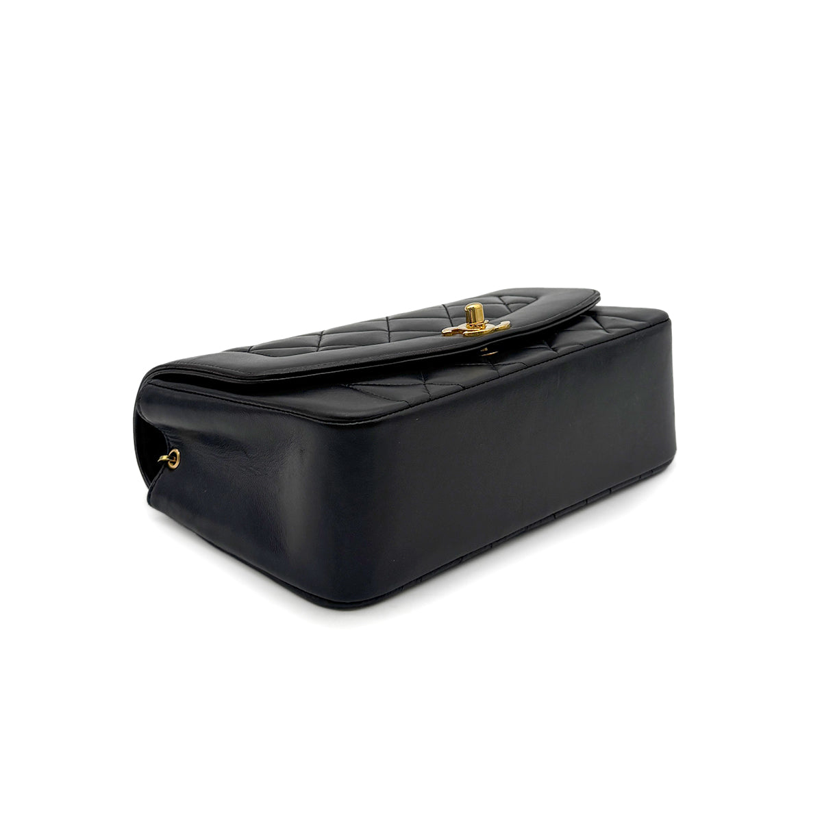 CHANEL VINTAGE DIANA SMALL CHAIN SHOULDER BAG BLACK LAMB SKIN 90275783