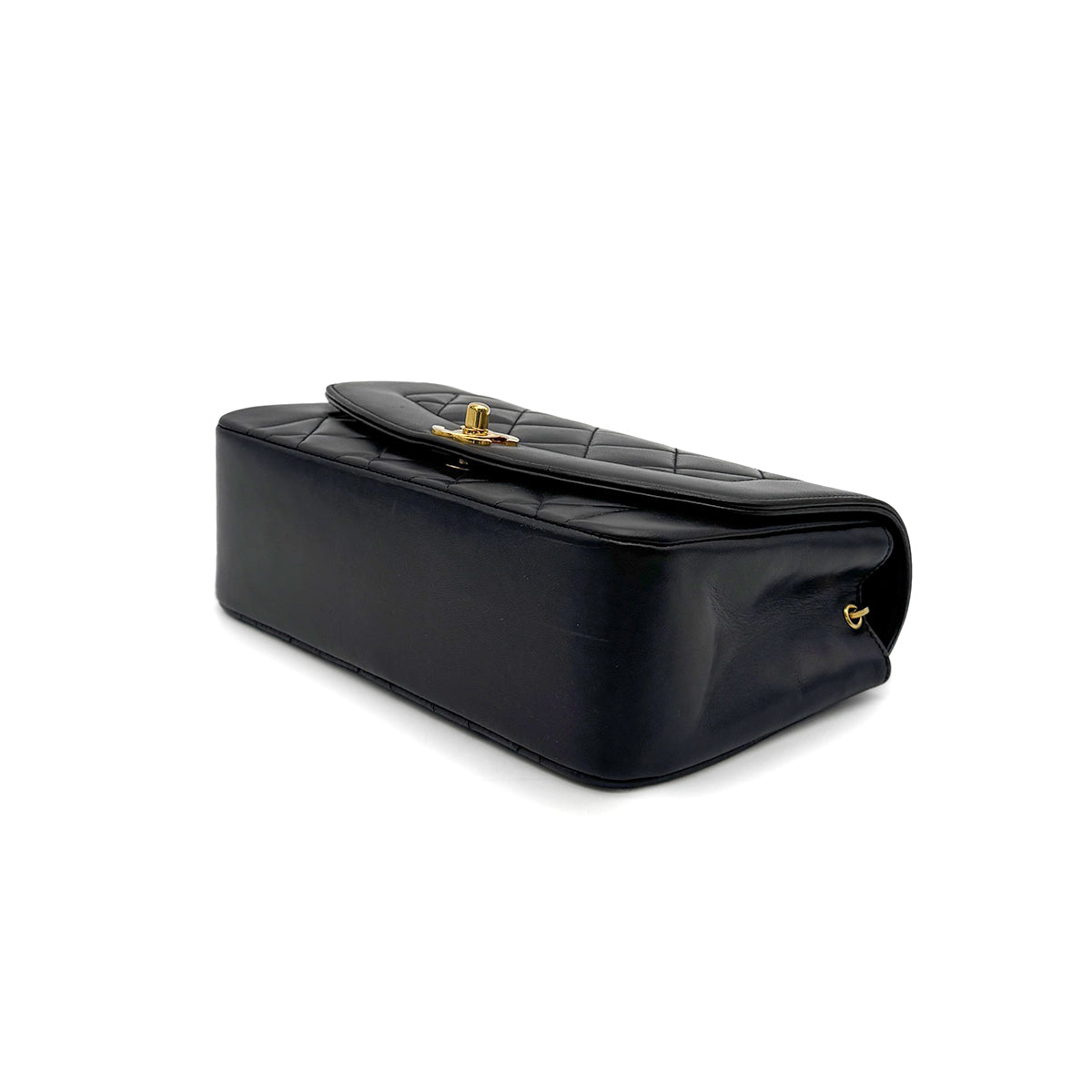 CHANEL VINTAGE DIANA SMALL CHAIN SHOULDER BAG BLACK LAMB SKIN 90275783