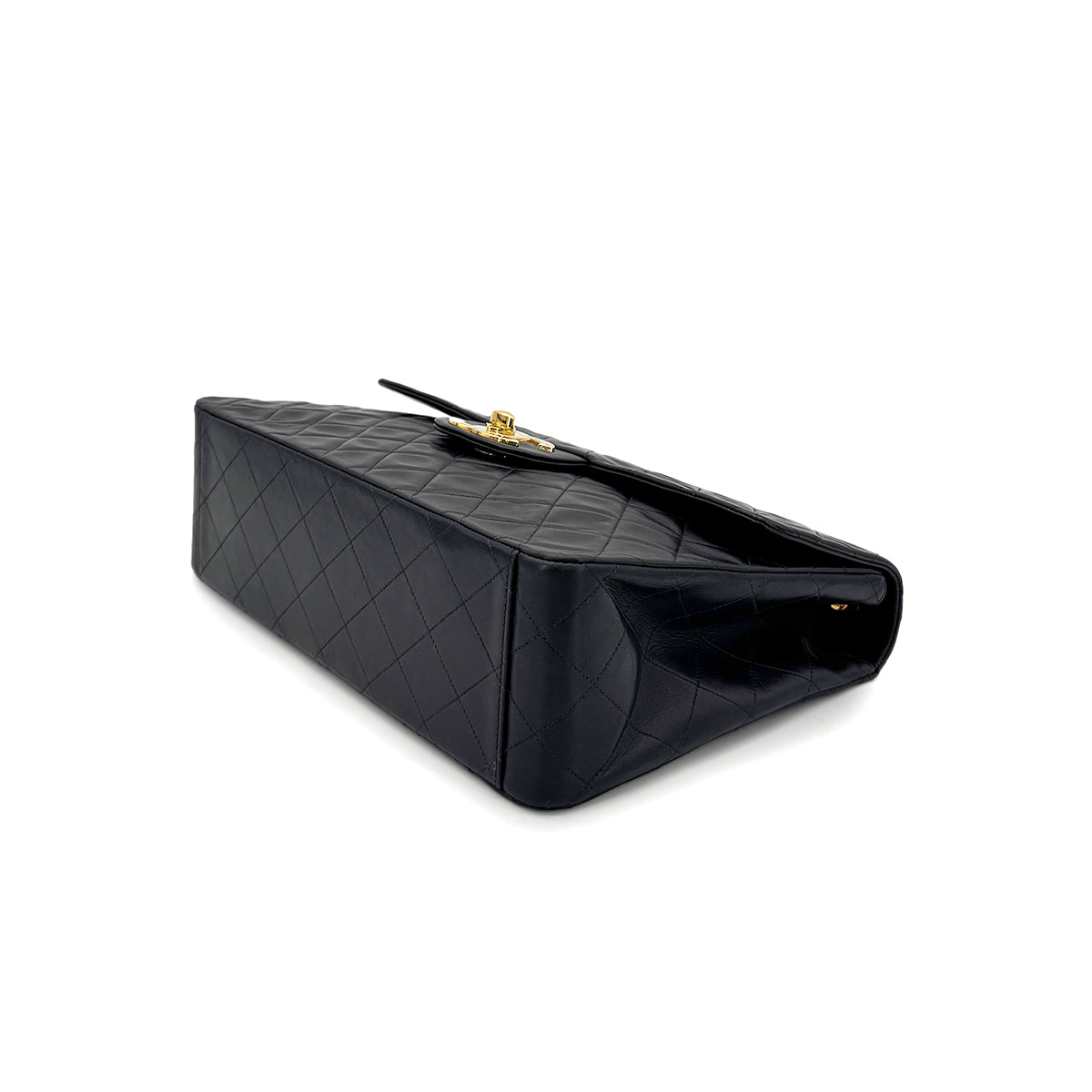 CHANEL VINTAGE MAXI MATELASSE 34 CHAIN SHOULDER BAG BLACK LAMB SKIN 90275784