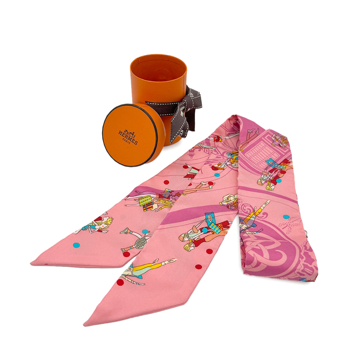 HERMES TWILLY EX-LIBRIS LES PARISIENNES SCARF PINK 90275794