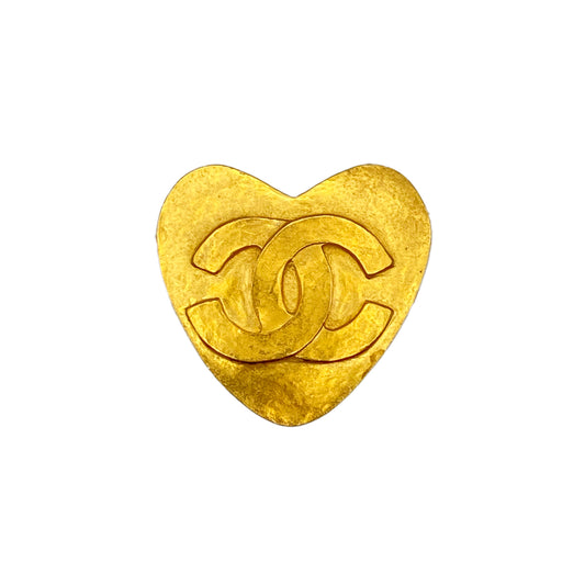 CHANEL VINTAGE COCOMARK HEART BROOCH GOLD ACCESSORY 95P 90275801