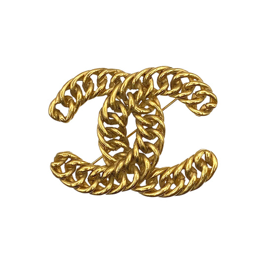 CHANEL VINTAGE COCOMARK CHAIN BROOCH GOLD ACCESSORY 90275802