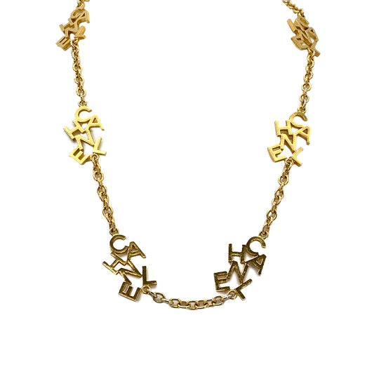 CHANEL VINTAGE LONG NECKLACE LOGO GOLD ACCESSORY 90275803