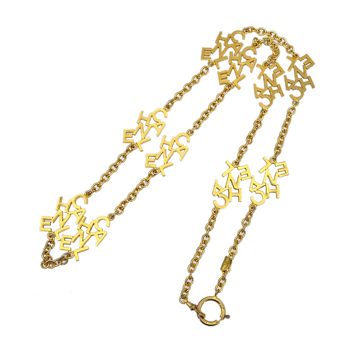CHANEL VINTAGE LONG NECKLACE LOGO GOLD ACCESSORY 90275803