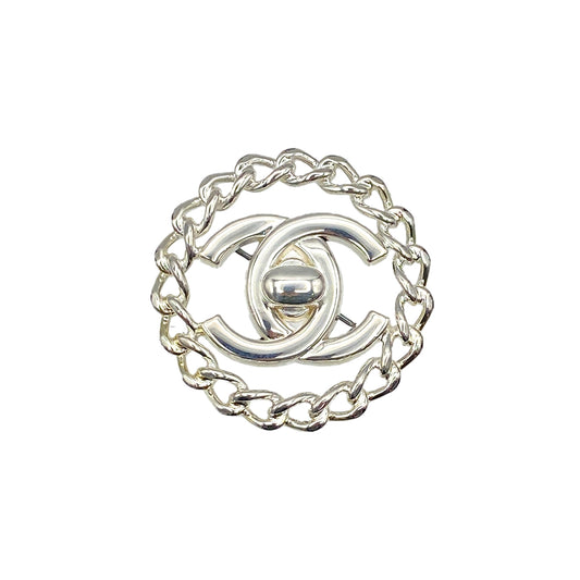 CHANEL VINTAGE TURN LOCK COCOMARK BROOCH SILVER ACCESSORY 97A 90275804