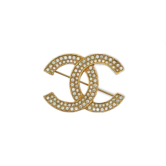 CHANEL VINTAGE COCOMARK BROOCH RHINESTONE GOLD ACCESSORY 90275810