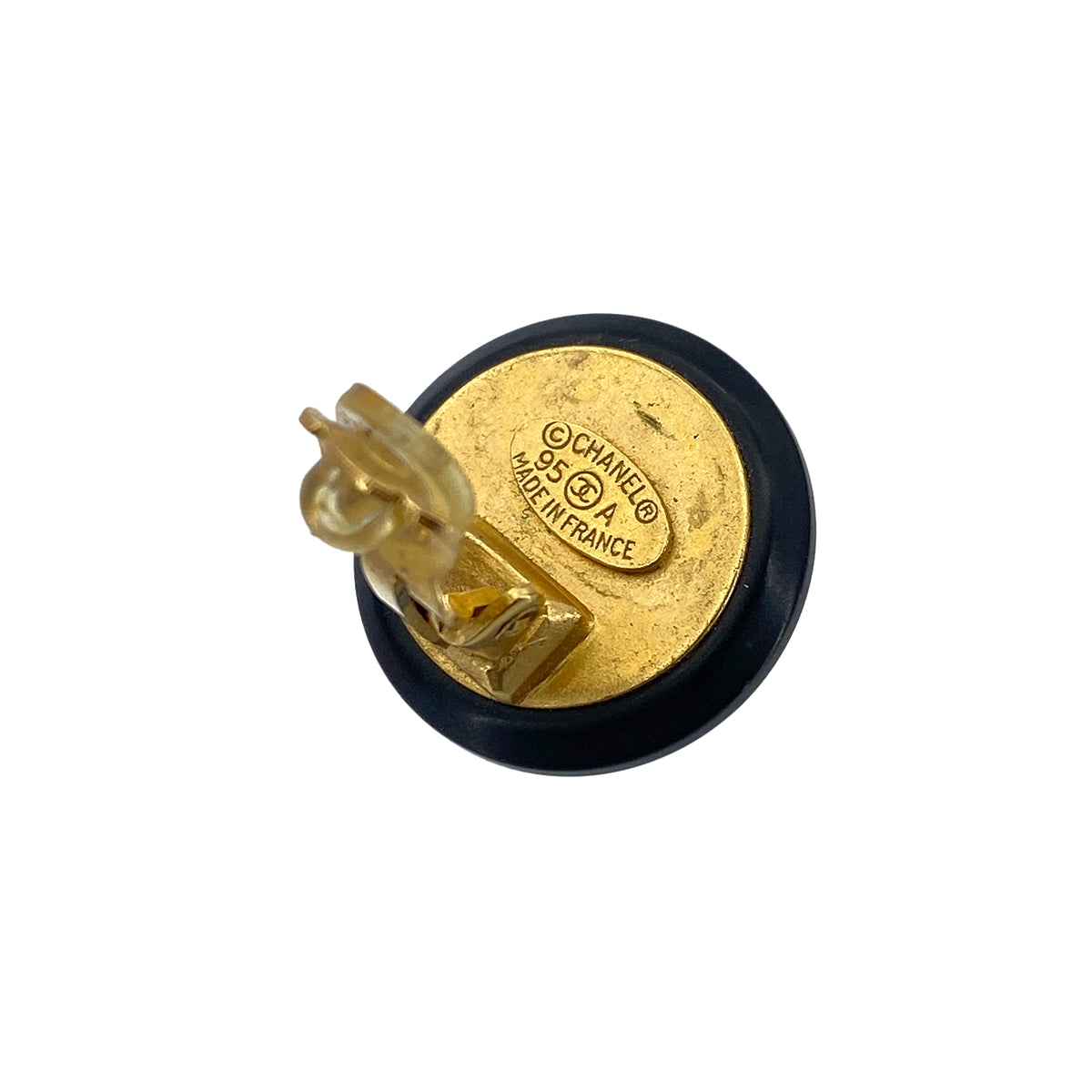 CHANEL VINTAGE EARRINGS COCOMARK BLACK ACCESSORY 95A 90275812