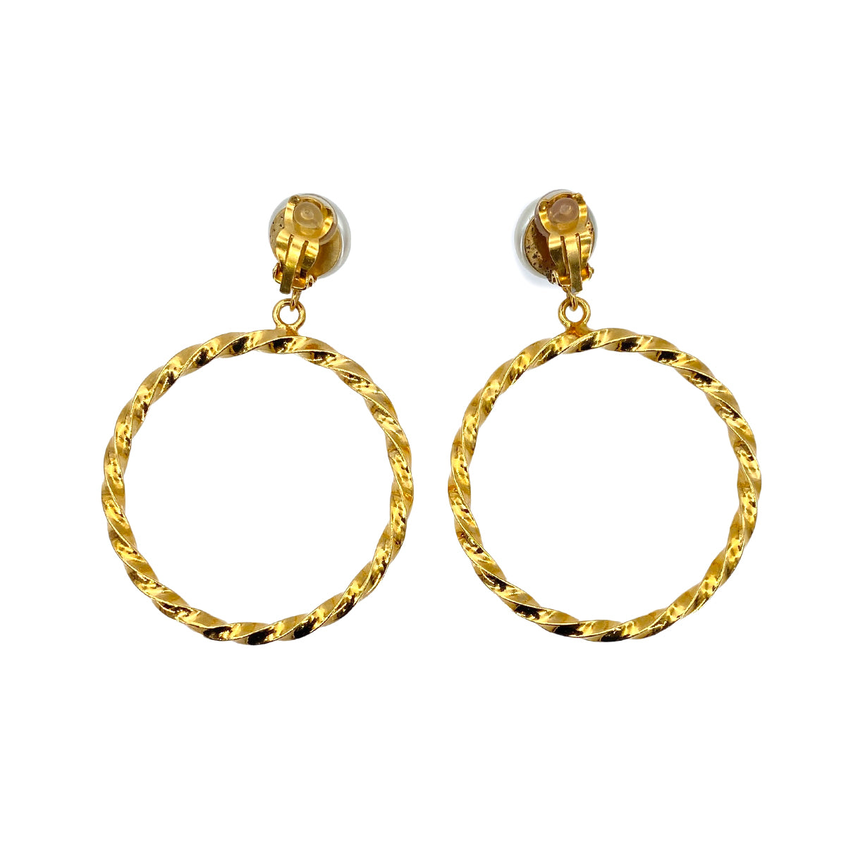 CHANEL VINTAGE EARRINGS COCOMARK FAUX PEARL HOOP ACCESSORY 96A 90275821