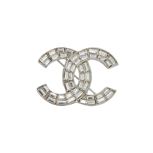 CHANEL COCOMARK BROOCH RHINESTONE SILVER ACCESSORY 01P 90275829
