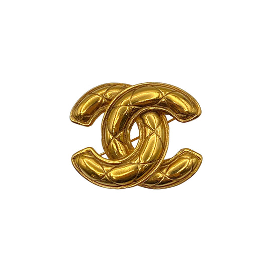 CHANEL VINTAGE COCOMARK BROOCH MATELASSE GOLD ACCESSORY 90275833