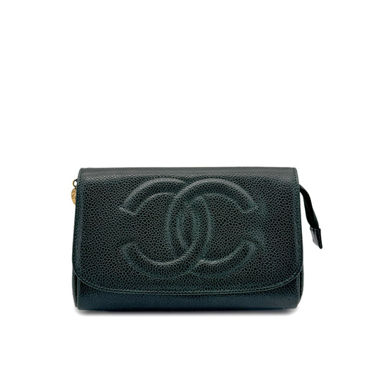 CHANEL VINTAGE COCOMARK POUCH GREEN CAVIAR SKIN 90275838