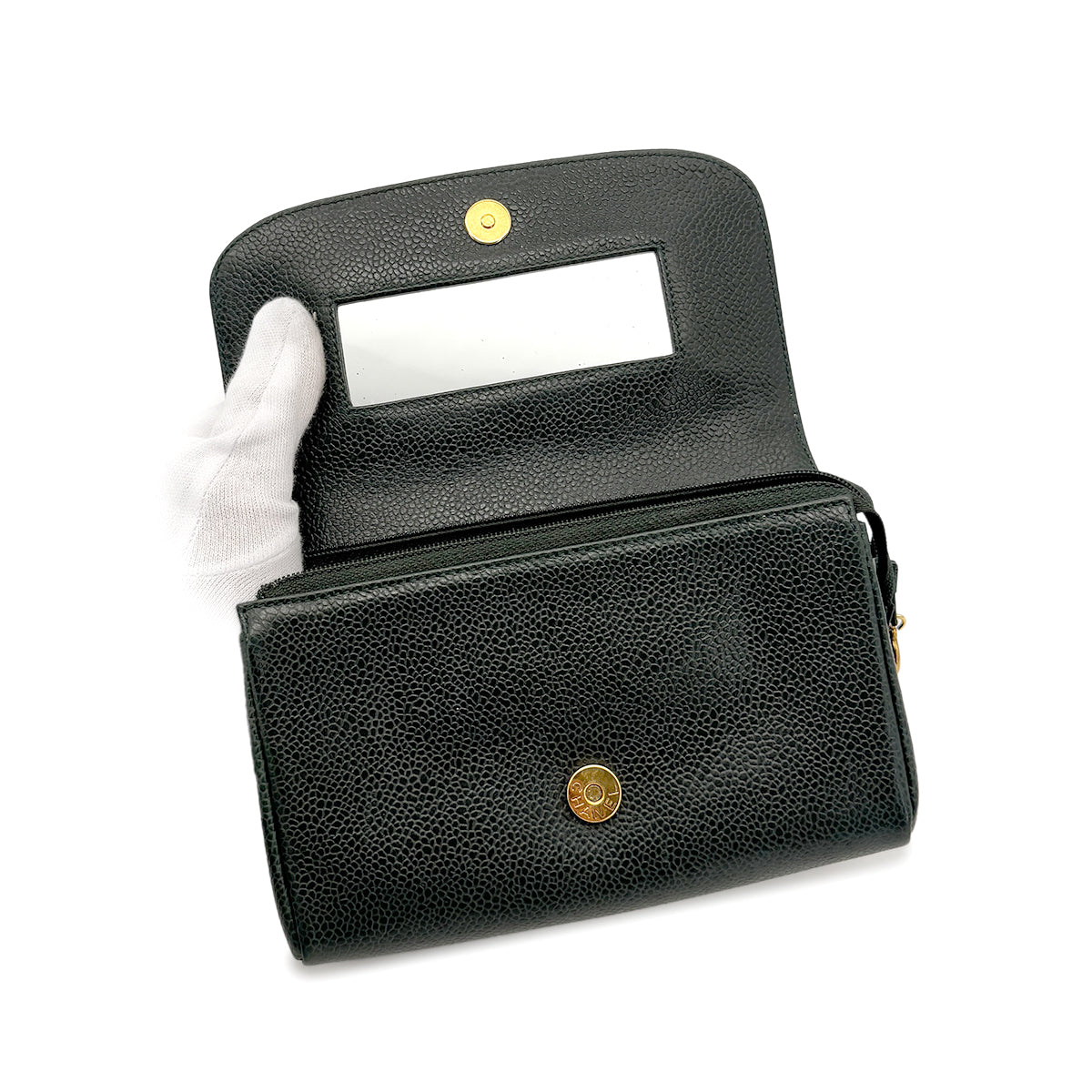 CHANEL VINTAGE COCOMARK POUCH GREEN CAVIAR SKIN 90275838