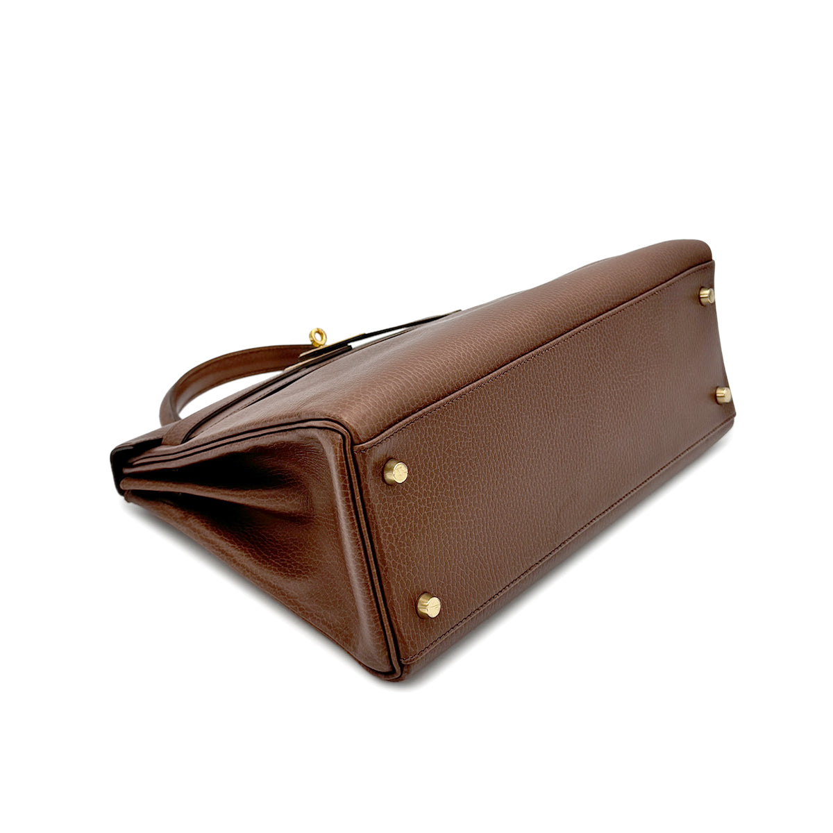 HERMES KELLY 32 RETOURNE MARRON FONCE ARDENNES HAND SHOULDER BAG 〇Z GHW 90275874