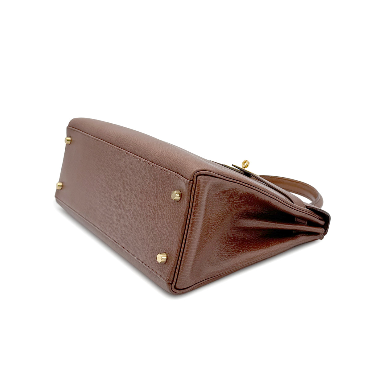 HERMES KELLY 32 RETOURNE MARRON FONCE ARDENNES HAND SHOULDER BAG 〇Z GHW 90275874