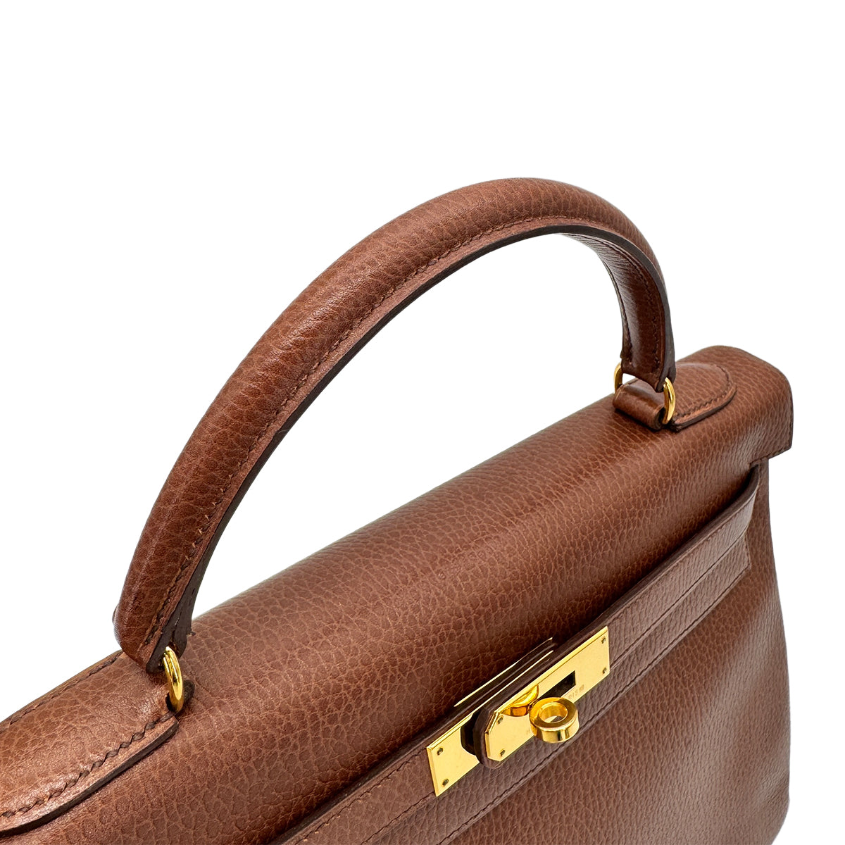 HERMES KELLY 32 RETOURNE MARRON FONCE ARDENNES HAND SHOULDER BAG 〇Z GHW 90275874