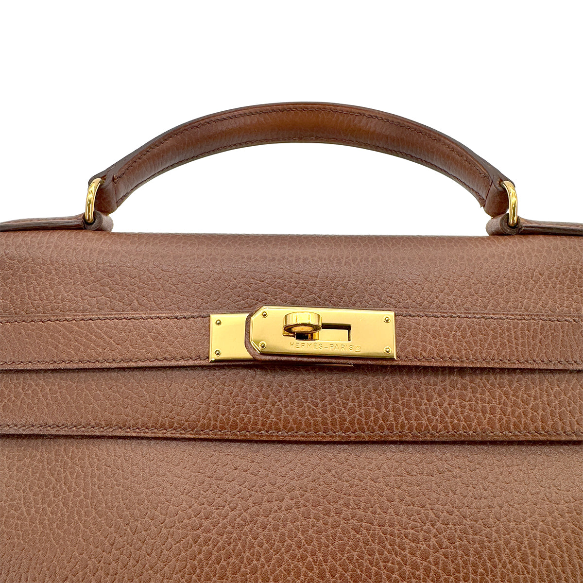 HERMES KELLY 32 RETOURNE MARRON FONCE ARDENNES HAND SHOULDER BAG 〇Z GHW 90275874