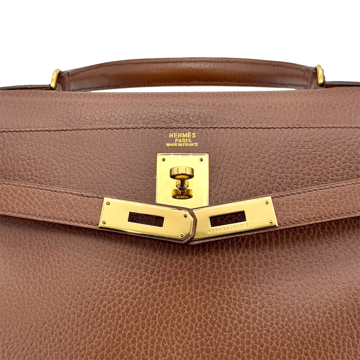 HERMES KELLY 32 RETOURNE MARRON FONCE ARDENNES HAND SHOULDER BAG 〇Z GHW 90275874