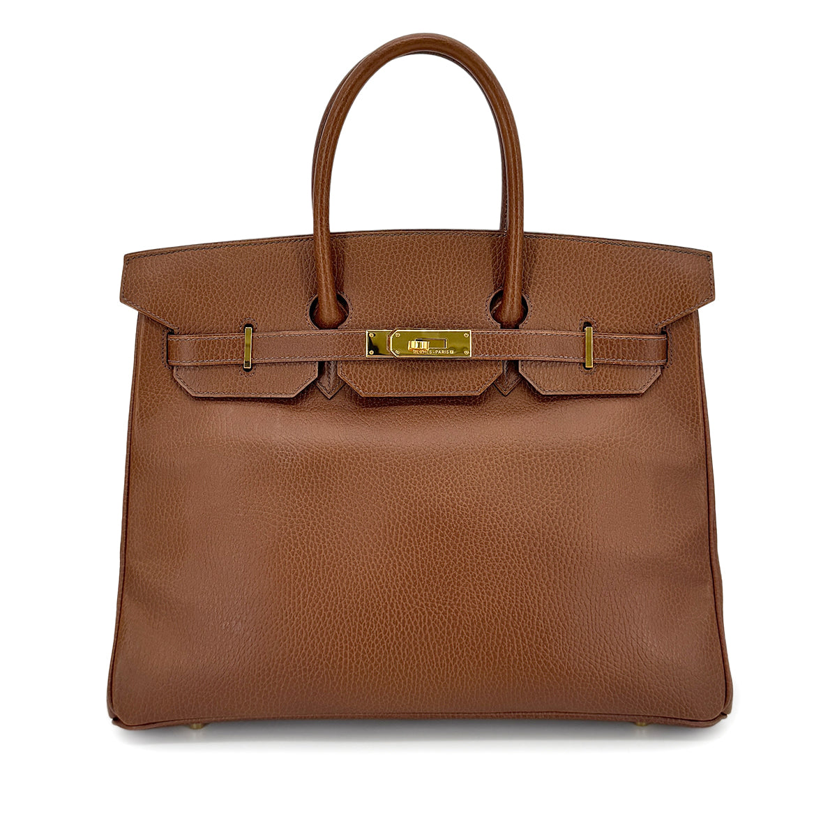 HERMES BIRKIN 35 BROWN ARDENNES HAND BAG □A GHW 90275883