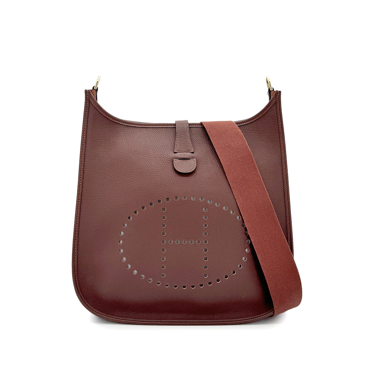 HERMES EVELYNE 1 GM BROWN TOGO SHOULDER BAG □B 90275885