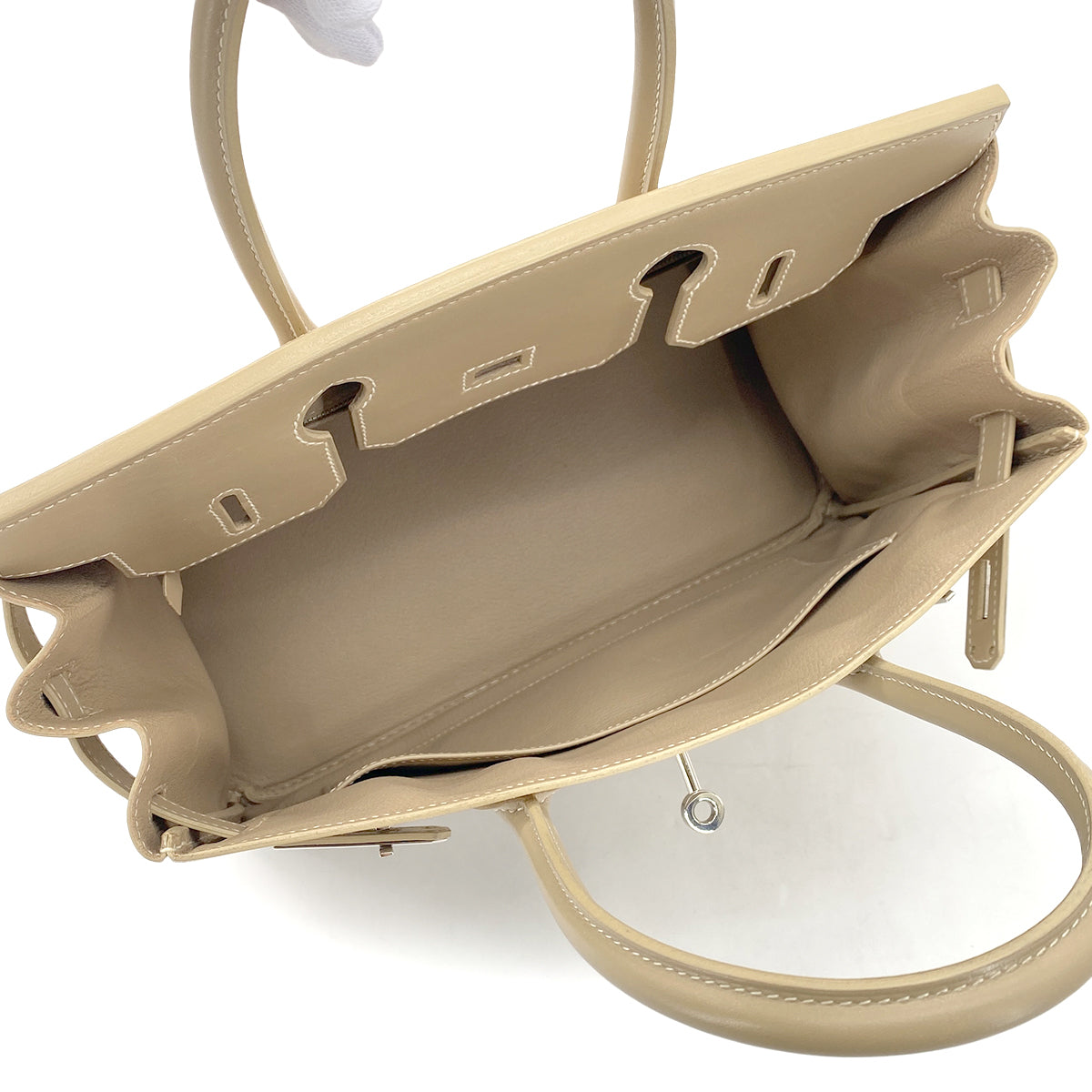 HERMES BIRKIN 30 GRIS TOURTERELLE BOX CALF HAND BAG □G SHW 90275887