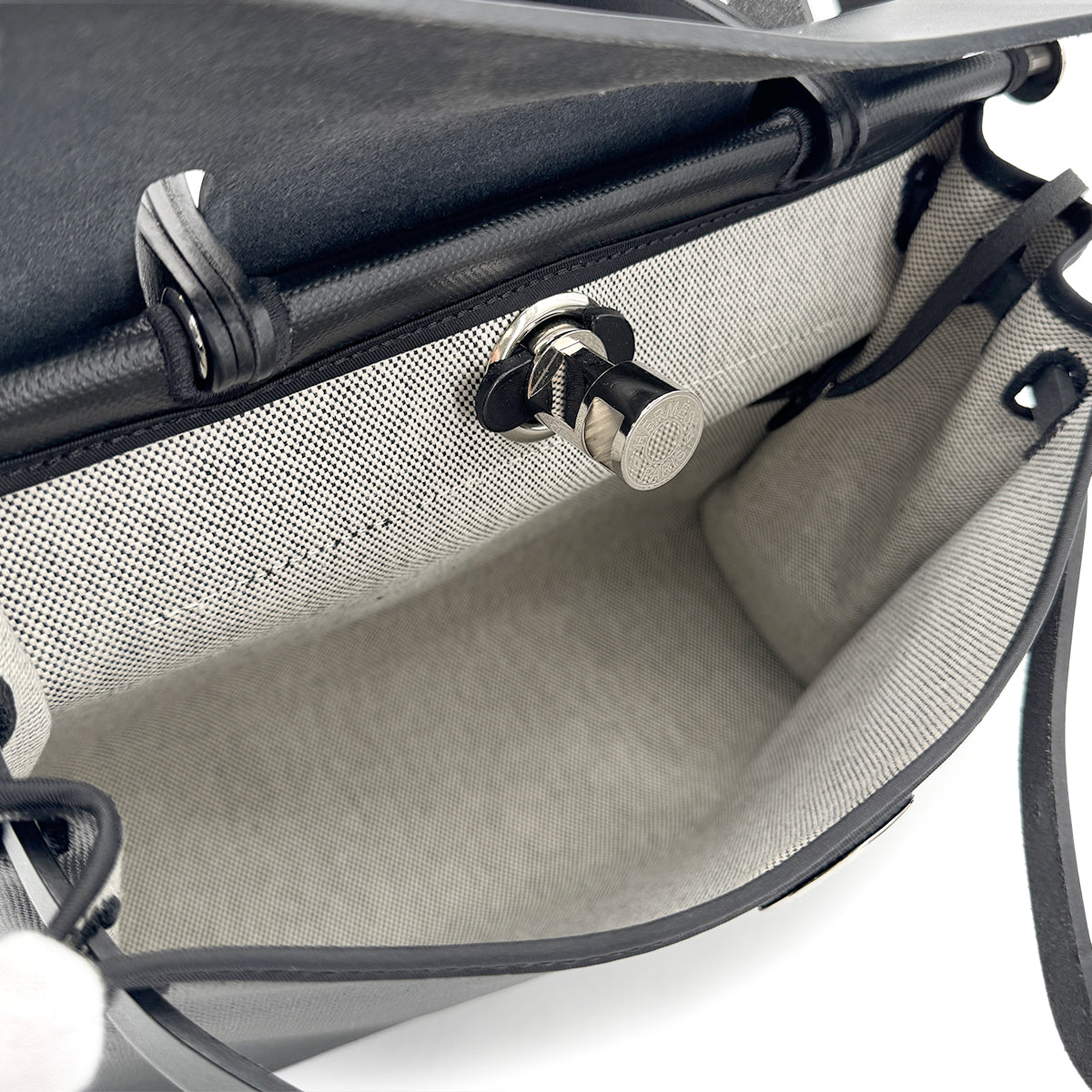 HERMES HER BAG ZIP 31 BLACK VACHE HUNTER TOILE H BERLINE TOTE SHOULDER BAG Z SHW 90275889