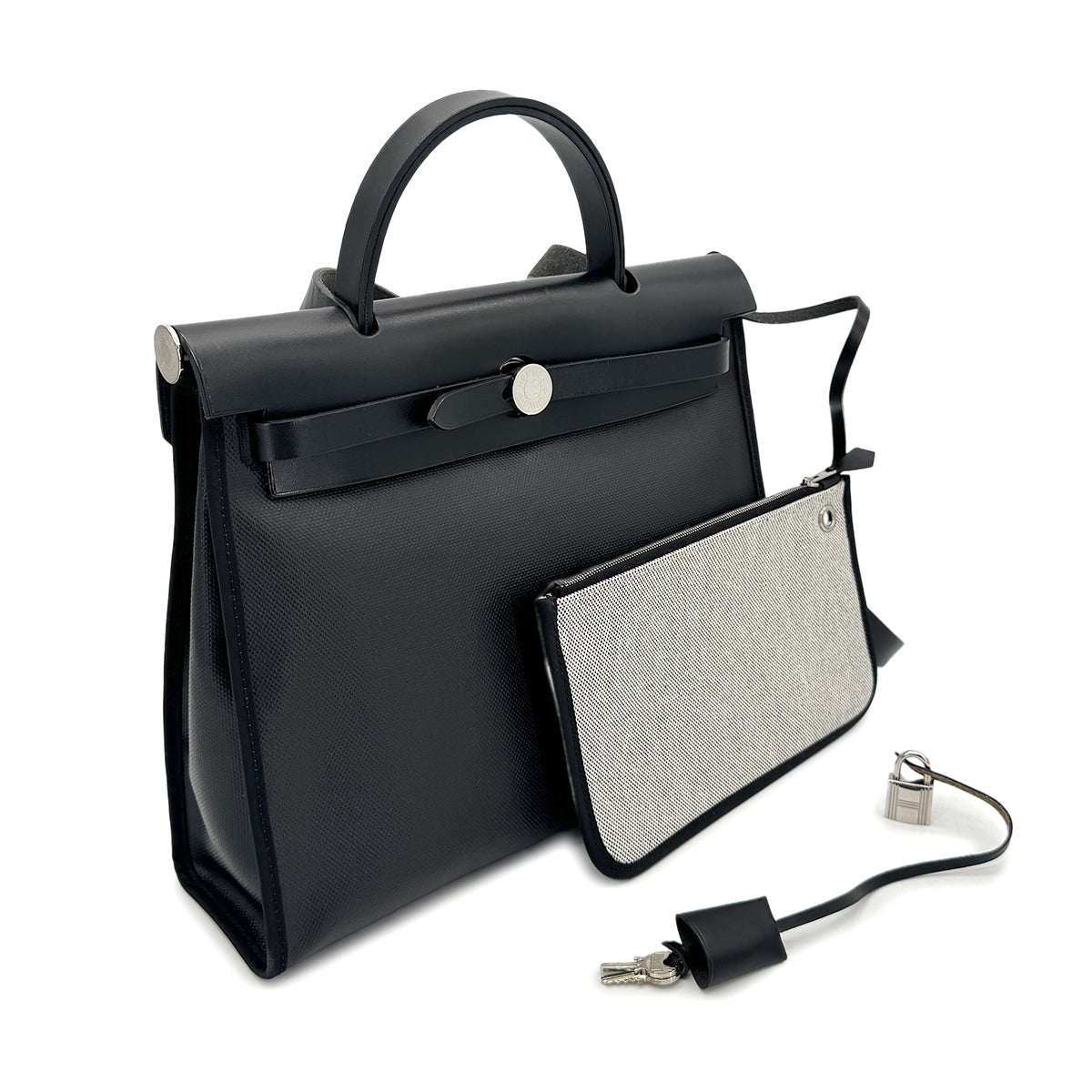 HERMES HER BAG ZIP 31 BLACK VACHE HUNTER TOILE H BERLINE TOTE SHOULDER BAG Z SHW 90275889