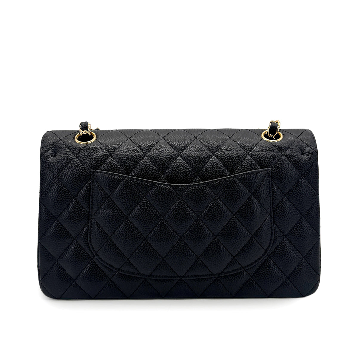 CHANEL VINTAGE CLASSIC FLAP MEDIUM CHAIN SHOULDER BAG BLACK CAVIAR SKIN 90275890