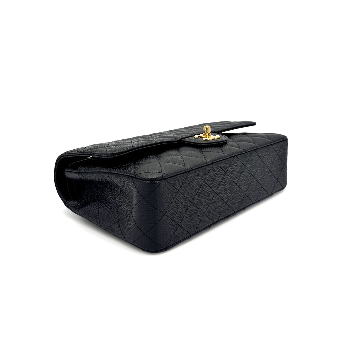 CHANEL VINTAGE CLASSIC FLAP MEDIUM CHAIN SHOULDER BAG BLACK CAVIAR SKIN 90275890