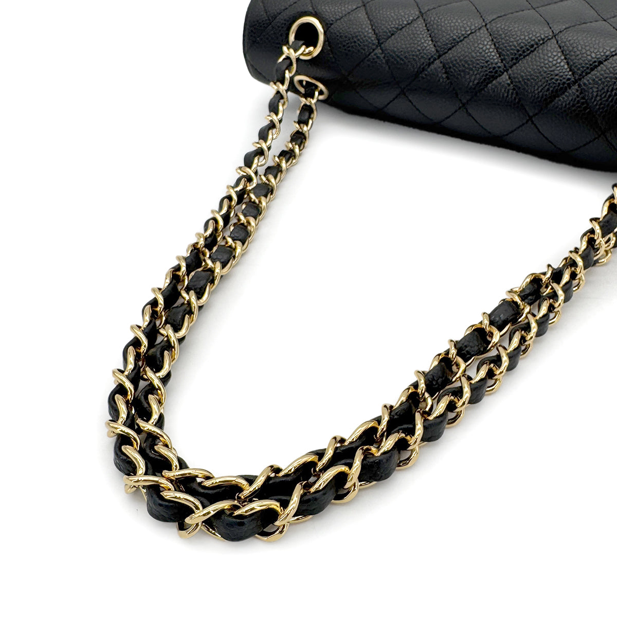 CHANEL VINTAGE CLASSIC FLAP MEDIUM CHAIN SHOULDER BAG BLACK CAVIAR SKIN 90275890