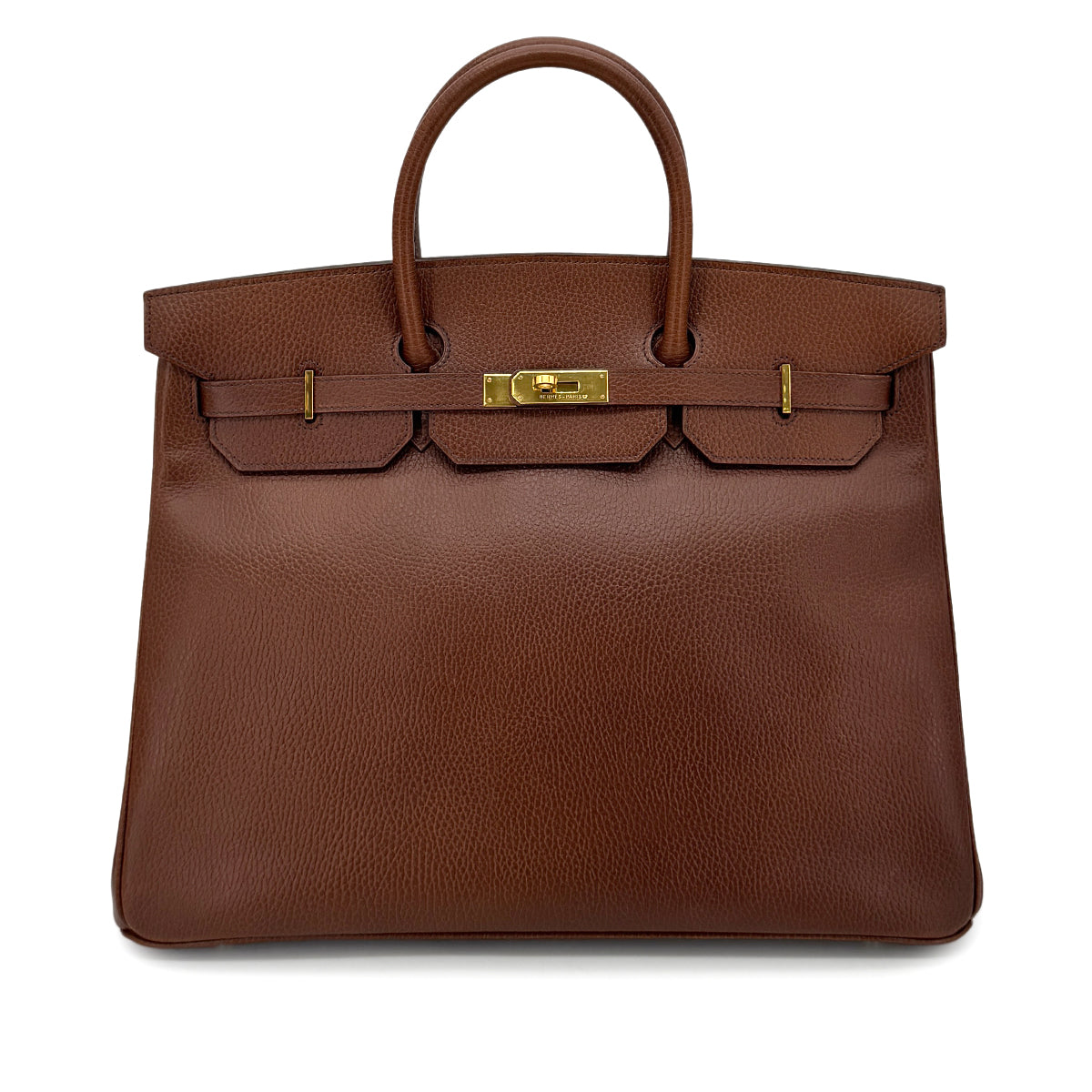 HERMES BIRKIN 40 BROWN ARDENNES HAND BAG □A GHW 90275892