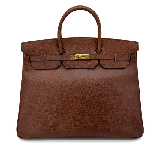 HERMES BIRKIN 40 BROWN ARDENNES HAND BAG □A GHW 90275892