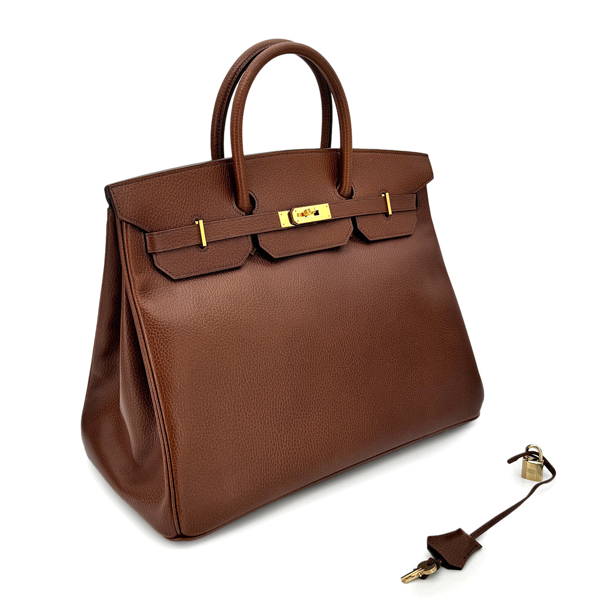 HERMES BIRKIN 40 BROWN ARDENNES HAND BAG □A GHW 90275892