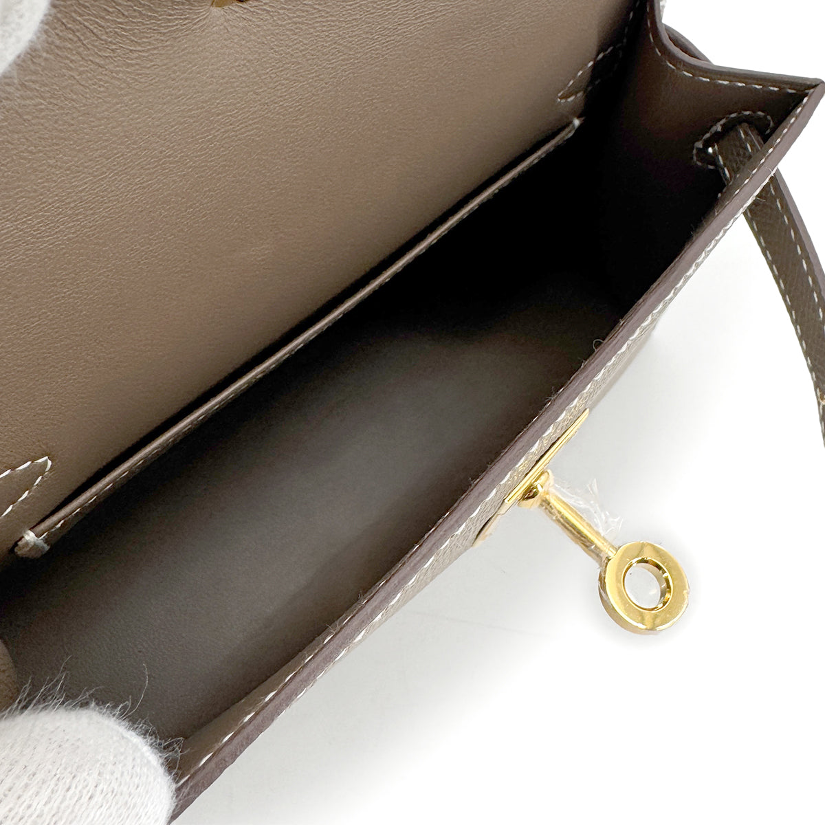 HERMES MINI KELLY 20 SELLIER ETOUPE VEAU EPSOM HAND SHOULDER BAG B GHW 90275895