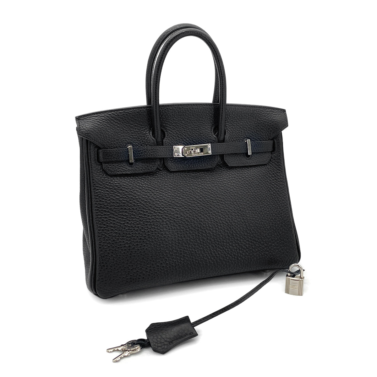 HERMES BIRKIN 25 BLACK TOGO HAND BAG □H SHW 90275897