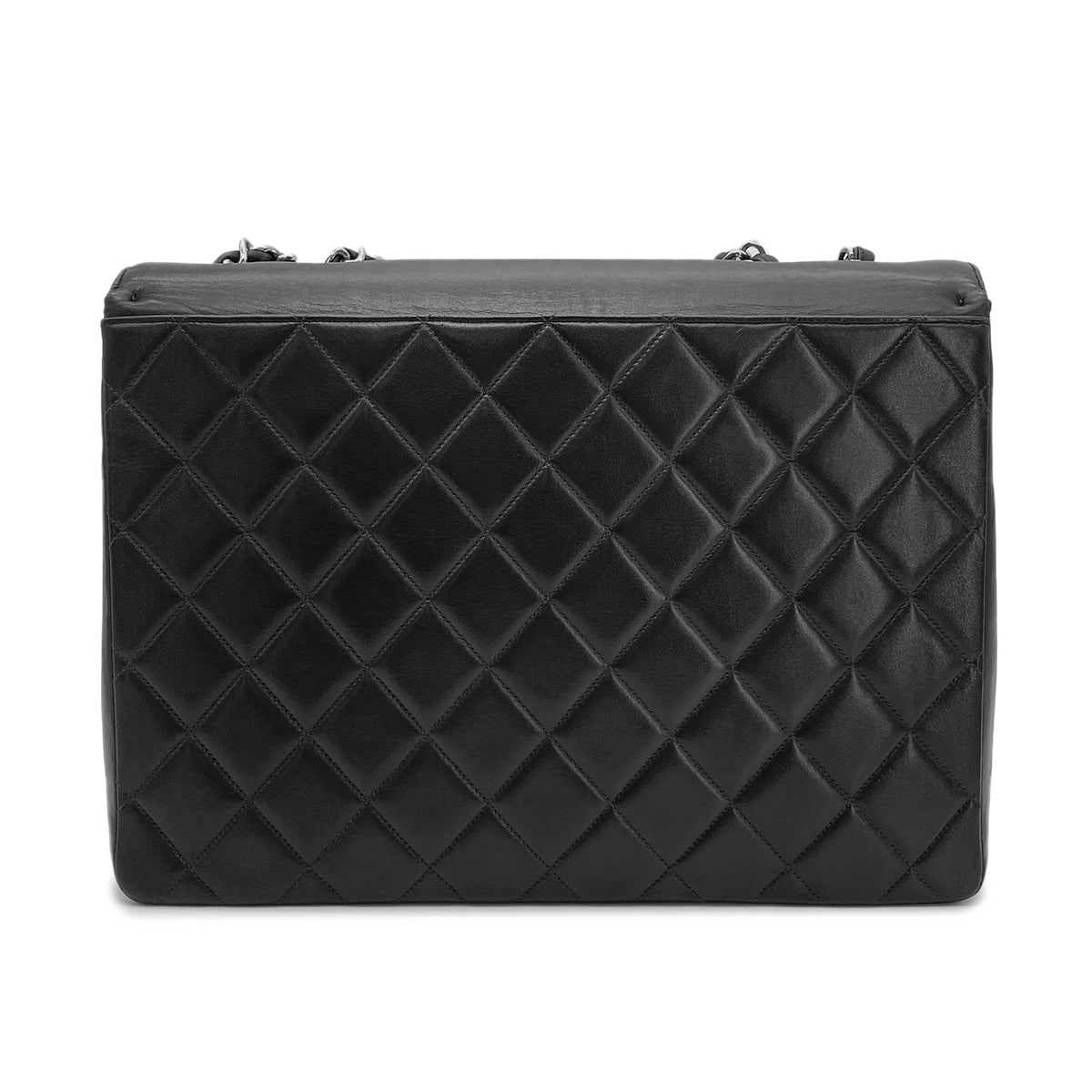 CHANEL VINTAGE BIG COCO MATELASSE CHAIN SHOULDER BAG BLACK LAMB SKIN 90275899