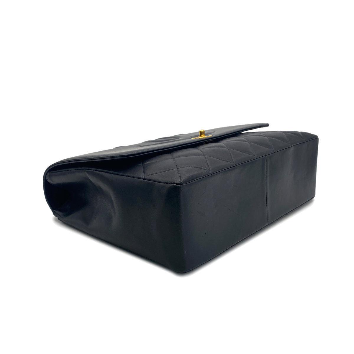 CHANEL VINTAGE BIG COCO MATELASSE CHAIN SHOULDER BAG BLACK LAMB SKIN 90275899