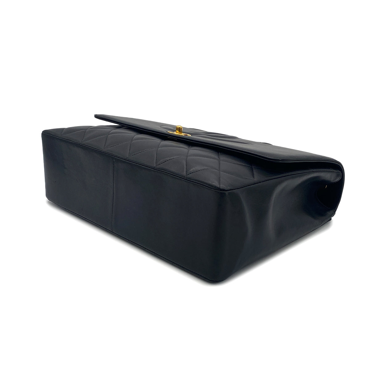 CHANEL VINTAGE BIG COCO MATELASSE CHAIN SHOULDER BAG BLACK LAMB SKIN 90275899