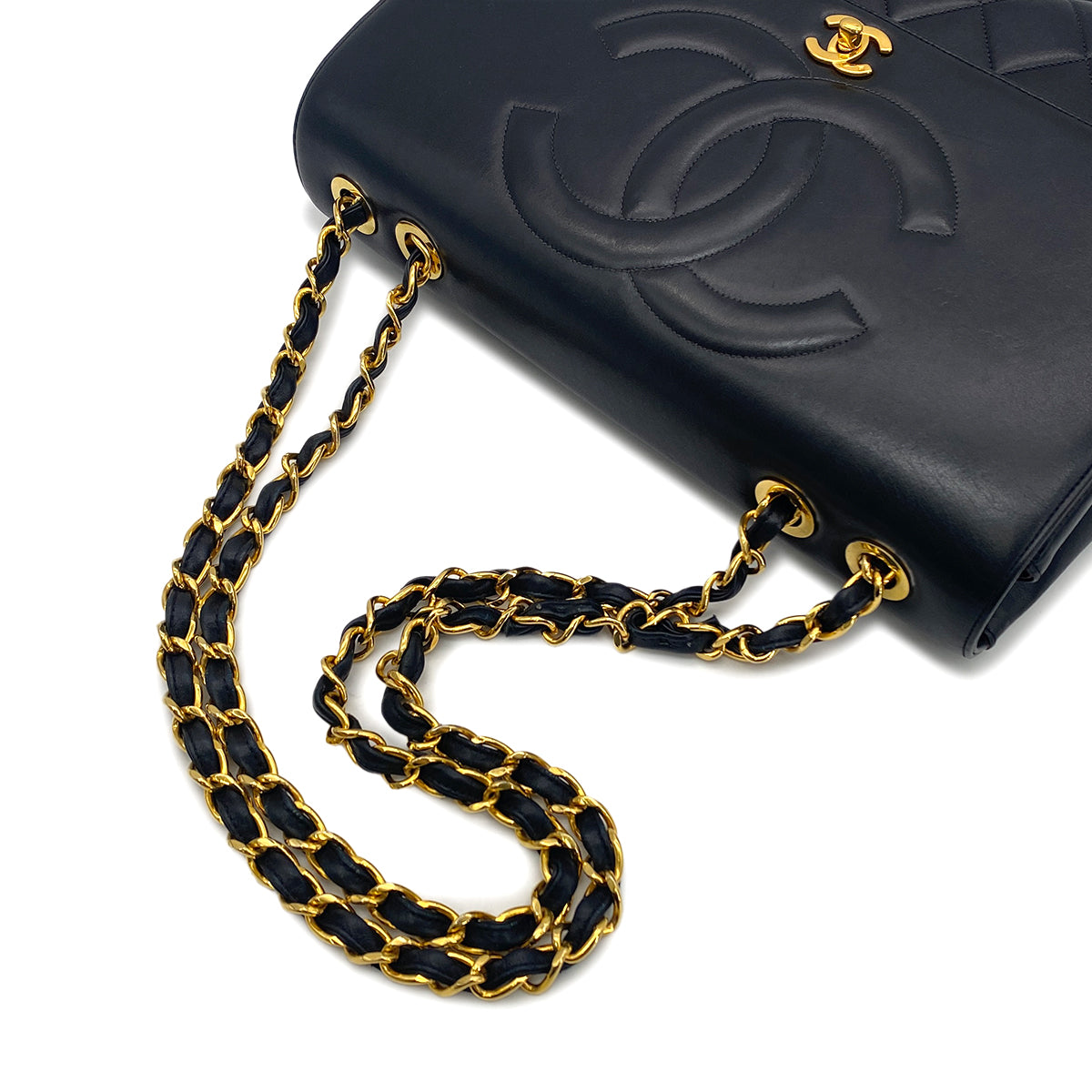 CHANEL VINTAGE BIG COCO MATELASSE CHAIN SHOULDER BAG BLACK LAMB SKIN 90275899