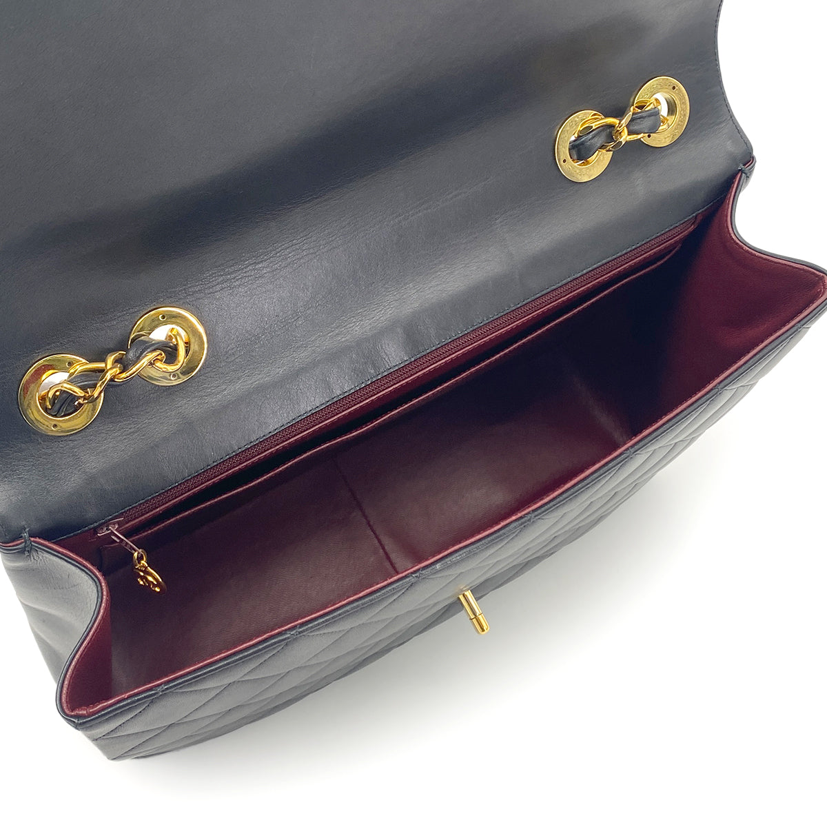 CHANEL VINTAGE BIG COCO MATELASSE CHAIN SHOULDER BAG BLACK LAMB SKIN 90275899