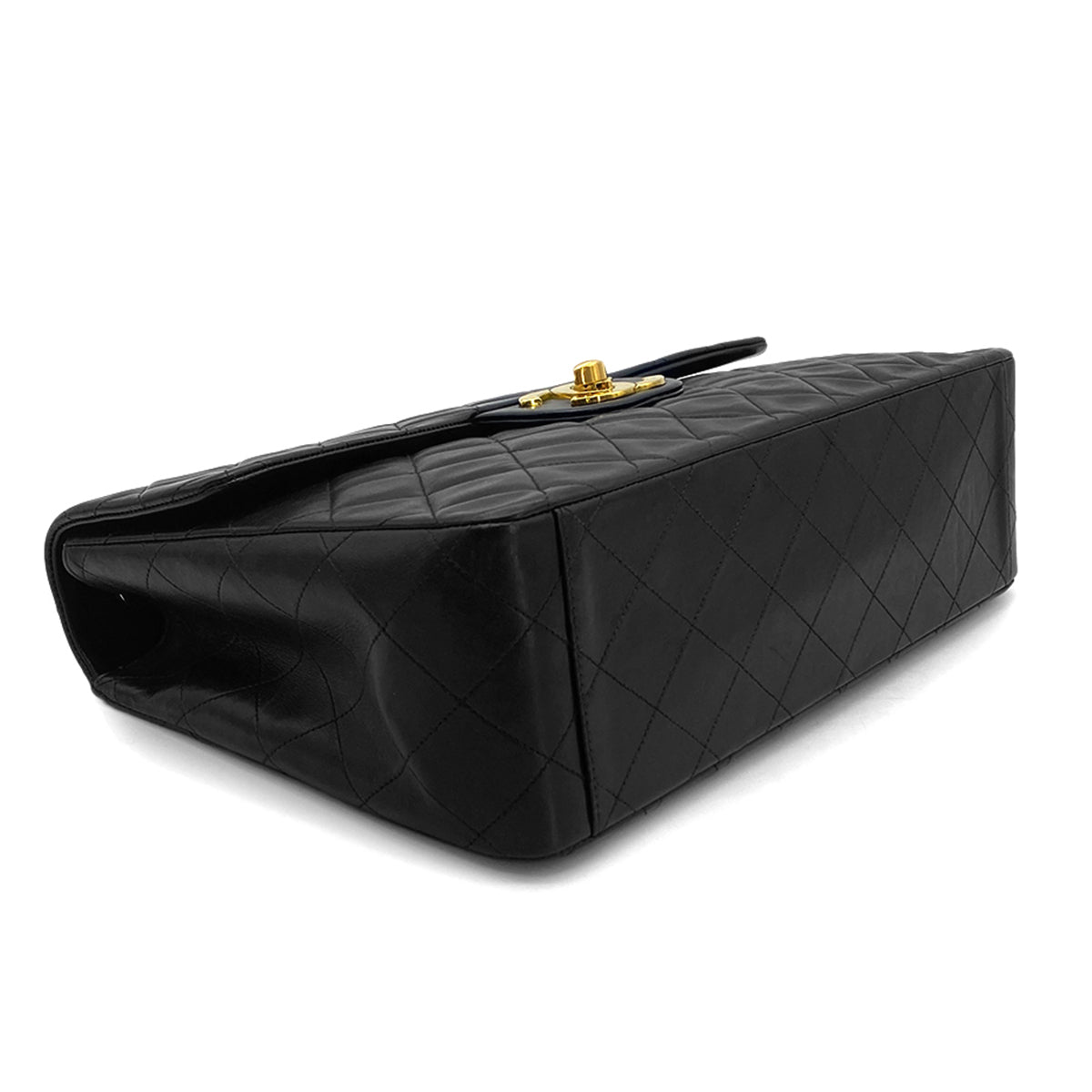 CHANEL VINTAGE MAXI MATELASSE 34 CHAIN SHOULDER BAG BLACK LAMB SKIN 90275902