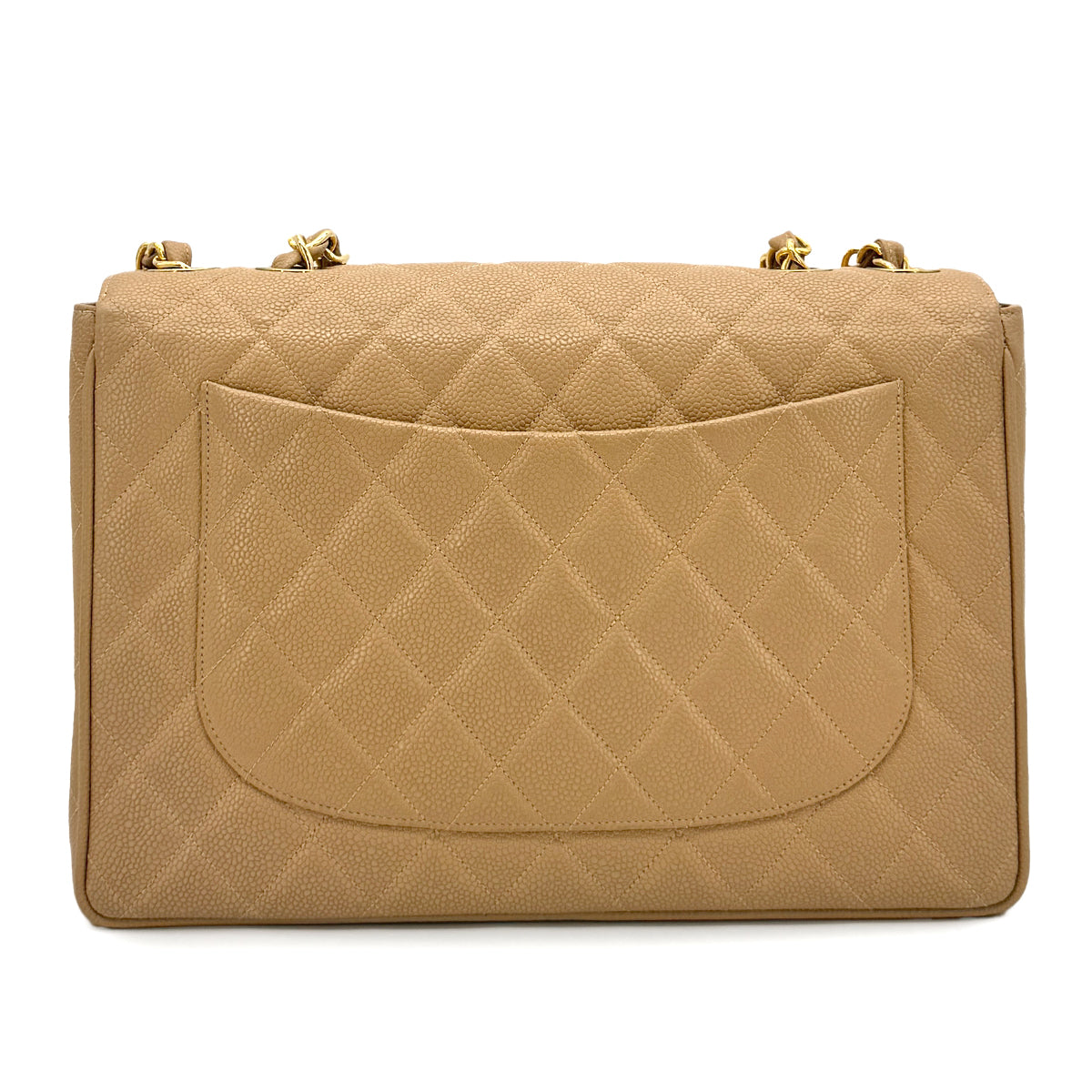 CHANEL VINTAGE JUMBO MATELASSE 30 CHAIN SHOULDER BAG BEIGE CAVIAR SKIN 90275905