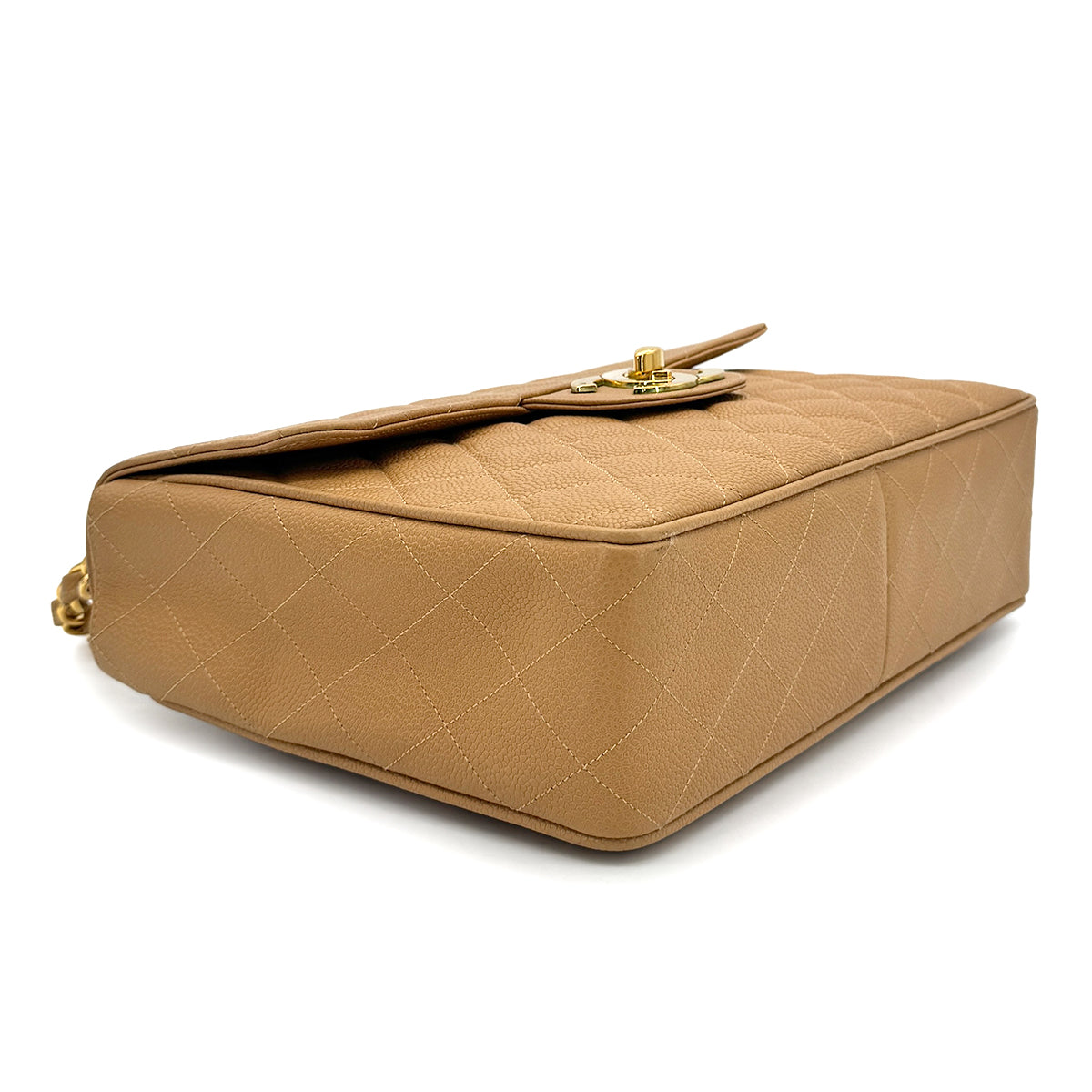 CHANEL VINTAGE JUMBO MATELASSE 30 CHAIN SHOULDER BAG BEIGE CAVIAR SKIN 90275905