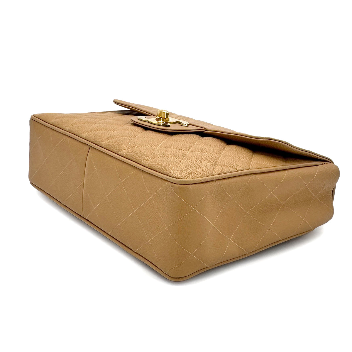 CHANEL VINTAGE JUMBO MATELASSE 30 CHAIN SHOULDER BAG BEIGE CAVIAR SKIN 90275905