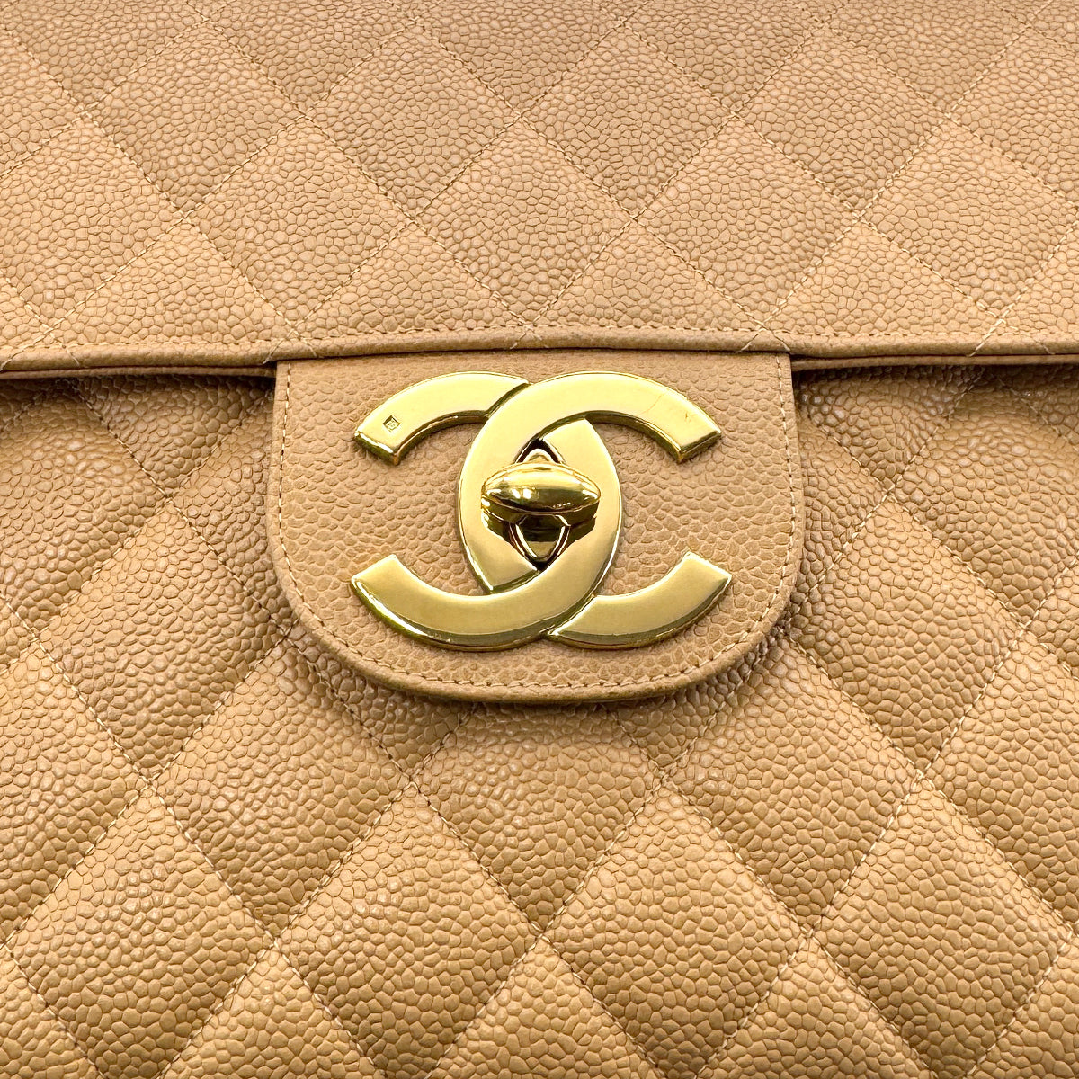 CHANEL VINTAGE JUMBO MATELASSE 30 CHAIN SHOULDER BAG BEIGE CAVIAR SKIN 90275905