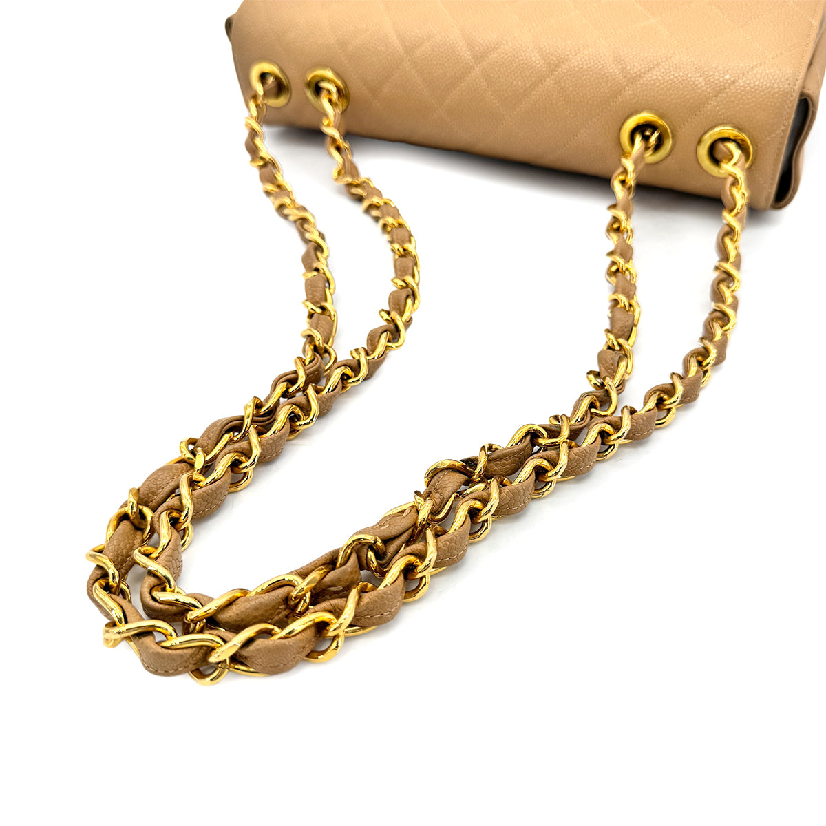 CHANEL VINTAGE JUMBO MATELASSE 30 CHAIN SHOULDER BAG BEIGE CAVIAR SKIN 90275905